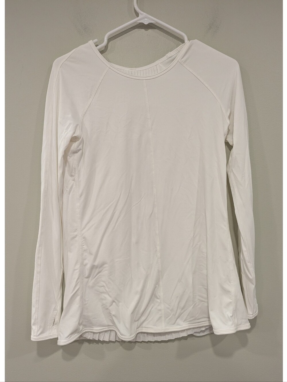 Lululemon Making Moves Long Sleeve White Pleated Back Top Size 6